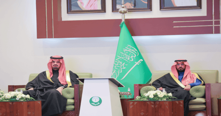 His Highness the Governor of Al-Kharj receives His Highness the Mayor of the Riyadh Region, and together they witness the launch of 7 development contracts in the governorate worth over 124 million SAR.